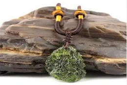 Natural Moldavite green aerolites crystal stone pendant energy apotropaic rope Necklace Health From Czech Healing Reiki9536807