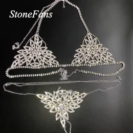 Stonefans novo sexy strass corpo corrente arnês jóias para mulheres charme bling corpo biquíni corrente bralette roupa interior jóias241w
