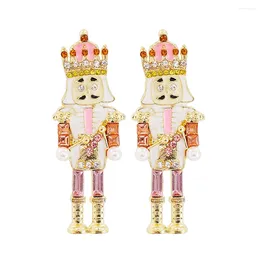 Dangle Earrings Statement Nutcracker Soldier Rhinestone Earring Crystal Big Drop Party Jewelry for Women