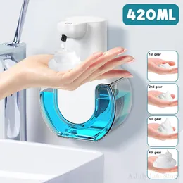 Dispenser di sapone liquido Dispenser automatico di sapone in schiuma da 420 ml Dispenser intelligenti di sapone per mani e shampoo Dispenser di sapone con sensore liquido a parete 231213