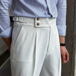 Pantaloni da uomo con regolatori laterali Napoli Drappeggio britannico a vita alta Gamba dritta Riunioni aziendali Abito casual sociale