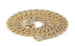 Luxuriöse Herren-Halskette mit Iced Out-Kubikzirkonia und 18-karätigem Gold-Finish, Miami, kubanische Gliederkette, 50,8 cm, 61 cm, 76,2 cm, schwere Qualität 2716564