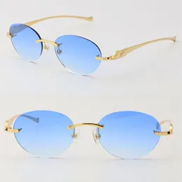 Metal Leopard Series Panther Rimless Sunglasses Men Women With Decoration Wire Frame UNISSISEX Eyewear para Summer Outdoor UV400 Round1794