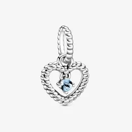 100 % 925 Sterling Silber Aqua Blue Perlen Herz baumeln Charms passen Original europäische Charm-Armband Mode Frauen Schmuck Accessori243c