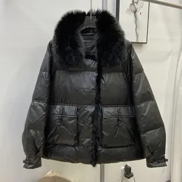 Piumino da donna Parka 2023 Giacca di piume d'anatra bianca naturale Moda americana Inverno Vera pelliccia di visone Cappotto da donna Capispalla di lusso Allentato Streetwear 231212