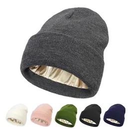 Beanie Skull Caps Wintermütze für Frauen Seide Satin gefüttert Mützen klobige Männer warme Mode Motorhaube Skullies männlich weiblich Balaclava Hüte 231212