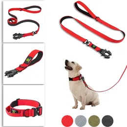 Dog Training Obedience Quick Release Military Traffic Large Heavy Duty Nylon Walking Strong Handle Tactical Lead Strap Tsug Neck Collar Se 231212