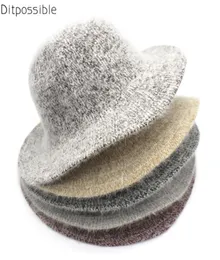 Ditposobible nowe zimowe czapki wiadra dla kobiet futrzane czapki gorro hatowca kobiecy wiatr Brim Panama Hats Eleganckie damskie nakrycia głowy D18113486805