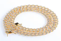 Gold Silver Color 8mm Iced Out CZ Chains Hip Hop Cuban Chians smycken Mens Bling Diamond Cuban Link Chain Rapper HipHop Gift4519430