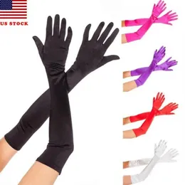 Chapéus de festa à noite feminina Luvas formais 22 Longo Mittens de cetim branco preto Mittens1254V