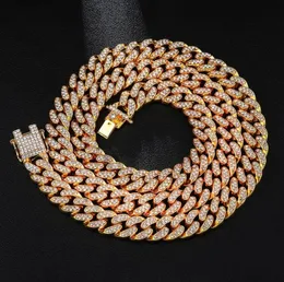 Naszyjnik hip -hopowy 13 mm kubańska łańcuch linków dla mężczyzn lodowych bling dhinestone łańcuch homme biżuteria mody cała3792418