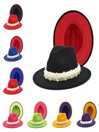 Vintage Classic Wool Felt Jazz Fedoras Hats Large Brim Cloche Cowboy Panama for Women Men Black Red Trilby Derby Bowler Top Hat6766288