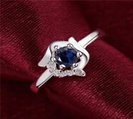 womem039s anillos chapados en plata esterlina con piedras preciosas azules tamaño 8 DMSR380 925 anillo de dedo con placa de plata joyería Anillo solitario 7963710