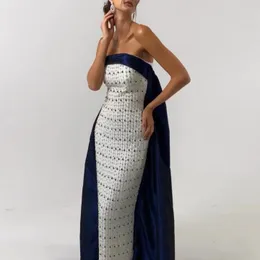 Vestidos Sexy Urbanos Sharon Disse Branco e Azul Marinho Dubai Noite de Luxo para Mulheres 2023 com Trem Árabe Festa de Casamento Vestidos Formais S 59 231212