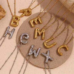 Kettingen Rvs Chunky Ballon Alfabet Letter Hanger Ketting Voor Vrouwen Vergulde Initial Choker Party Sieraden Geschenken