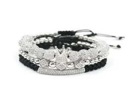 Braccialetti Charm 3pcsset Bracciale a corona di lusso Hip Hop Silver Color Micro Pave Cz Ball per donne Coppia Pulseira Bileklik7357757