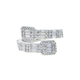 Hip Hop Neue Frauen Männer Baguette Benutzerdefinierte Einstellbare Ring Iced Out Bling Micro Pave Cz Punk Rap Offene Größe Finger schmuck202u