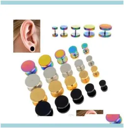 Tunnels Body Jewelry Jewelrygold Black Stainless Steel Cheater Faux Fake Ear Plugs Flesh Tunnel Gauges Tapers Stretcher Earring 64395471