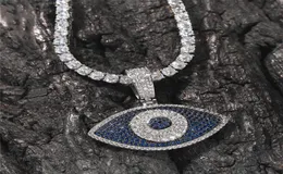 Iced Out Devil Eye Pendant Necklace Gold Silver Mens Pling Hip Hop Jewelry Gift6390639