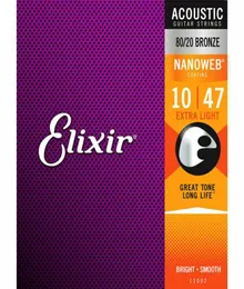 1 conjunto Elixir Nanoweb 11002 8020 Bronze Antiferrugem Cordas para violão 10473468223