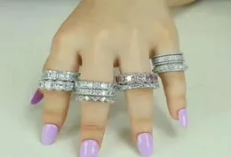 Vecalon 18 Styles Classiic Promise Ring Diamond Real 925 STERLING Gümüş Aly Band Halkaları Erkekler Partisi Mücevherleri1706897