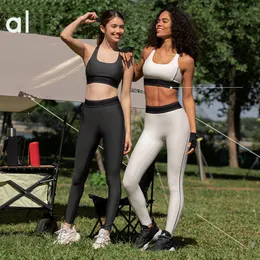 Al Align Regata em U Sutiã Yoga Outfit Mulheres Verão Sexy Camiseta Sólida Sexy Top Curto Sem Mangas Moda Colete sem costura calças de yoga