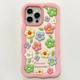 Śliczny kwiat miękki silikonowy stereoskopowy obudowa 3D na iPhone 13 12 14 Pro Max i11 13Pro luksusowy odporny na wstrząsy Pink Floral Telefon Cover 1pc