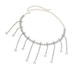 Anhänger Halsketten Multi Layer Quaste Halskette Choker Statement Schmuck Strass Verzierung Trendige Schlüsselbeinkette für Geburtstagsfest