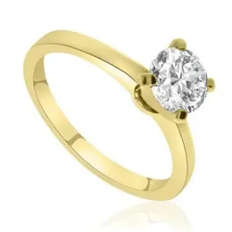 1 00 ct okrągłe cięcie D SI1 Symulacja Diamond Solitaire Pierścień zaręczynowy 14K żółte złoto new191t