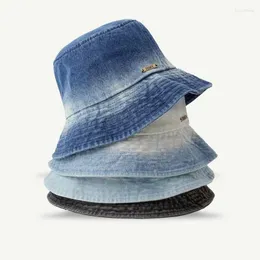 Berets 2023 Gradient Tie-Dye Bucket Hat Männer Denim Chapeau Unisex Bob Caps Hip Hop Gorros Sun Panama Fisherman