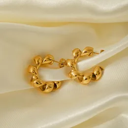 Hoop örhängen rostfritt stål 18k guldpläterad c-formad tvinnad design plågsäker låg nyckel lyx kvinnor varpade öronsmycken