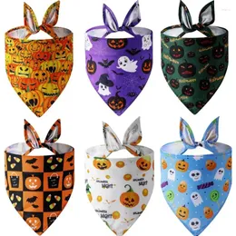 Cão vestuário halloween bandana pet babadores ajustável morcego abóbora impressão triângulo cachecol algodão filhote de cachorro colar chihuahua acessórios