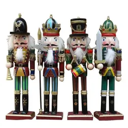 4-teiliges Set, 30 cm, Nussknacker-Marionette, Soldatenform, klassische Handmalerei, für Zuhause, Büro, Einkaufszentrum, Fensterdekoration, Weihnachtsgeschenk, Kinderspielzeug, H0924273O