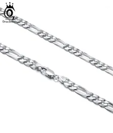 Correntes Orsa Jewels Trendy Homem Mulher Figaro Chain Colar 5mm DiamondCut 925 Jóias de Prata Presente de Festa Todo OSC3413838602