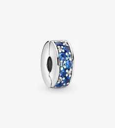 Nouveauté 100 925 argent Sterling bleu pavé pince charme ajustement Original européen bracelet à breloques bijoux de mode accessoires1335194