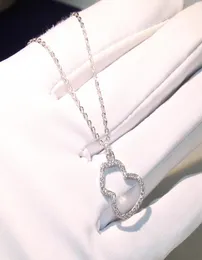 Klassiska lyxiga smycken 925 Sterling Silver Gourd Necklace Delicate Insert Drill Female Pave White Sapphire CZ Diamond Chain Pend3106036