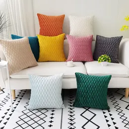Modern minimalistisk fast färg präglade kuddar holländska plysch soffor kuddfästen sängen hem kuddväskor
