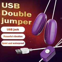 Vibratörler USB Çift Jump Yumurta Shaker Kadınlar İçin Eğlenceli Oyuncak Sessiz Güçlü Titreşim Mastürbasyon Stimülasyonu 231213