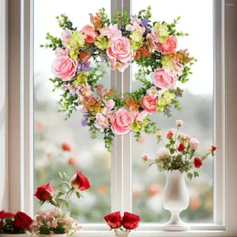 Dekoracyjne kwiaty w kształcie serca w wieniegu ręcznie robione lekkie, wielofunkcyjne realistyczne drzwi frontowe Walentynki Decor Dekor na zewnątrz wewnętrzny