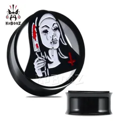 Kubooz Stainless Steel Girl Girl Plugs أنفاق ثقب القرط مقاييس جسم المجوهرات موسعات كاملة من 6 مم إلى 16mm7325367