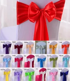 Satin Chair Sash Bow Ties For Banquet Wedding Party Butterfly Craft Chair Cover Decor Supplies Wholes 19 Colors6802000