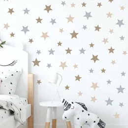 71 pezzi Boho Color Stars Pattern Wall Stickers per la camera dei bambini Baby Nursery Room Decalcomanie da muro Decorazione domestica Decalcomanie da muro Decor Pvc