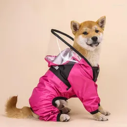 Köpek giyim kıyafetleri ceket elbise tulumları her şey dahil kapüşonlu yağmurluk şeffaf pu su geçirmez evcil hayvan malzemeleri