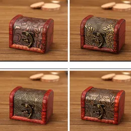 Vintage Jewelry Box Organizer Storage Case Mini Wood Flower Pattern Metal Container Handmade Wooden Small Boxes Gift StorageBox FMT2094