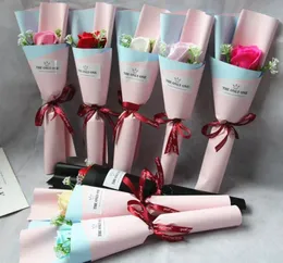 장식용 꽃 화환 10pcs 인공 장미 비누 꽃 여자 valentine039s Day Gift Anniversary Set with Leaf Wedd7404142