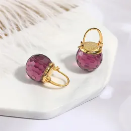 Vanssey Gioielli di moda di lusso Viola Sfera di cristallo austriaco Orecchini pendenti a cuore Accessori per feste di nozze per le donne Nuovo 2009222583