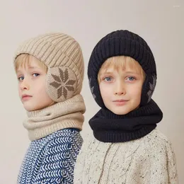 Berretti per bambini Set di sciarpe per cappelli per ragazze Accoglienti invernali per bambini stampati antivento ispessito per il calore elasticità