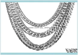 سلاسل قلادات المعلقات Jewelrychains 131619mm الذهب الأبيض لهجة الفولاذ المقاوم للصدأ كبح الرابط الكوبي رجال القلادة x part7695683