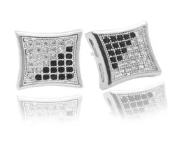 Hip Hop Full Diamonds Studs dla mężczyzn Geometria Czarne złote kolczyki ze złotymi sznurkami Ald Diamond Jewelry7256664