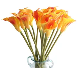 Sztuczny kwiat Whatle Home Dekoracyjne kwiaty Duża rozmiar prawdziwy dotyk Pu Calla Lily Hand Feel Flores Artificiis na ślub Dec9379662